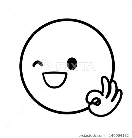 簡單的臉部圖示 - OK - 向左的插圖素材 簡單的臉部圖示 - OK - 向左的插圖素材 140004182