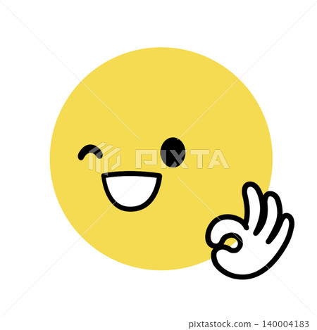 簡單的臉部圖示 - OK - 向左的插圖素材 簡單的臉部圖示 - OK - 向左的插圖素材 140004183