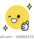 Simple face icon, "Like" button, left-facing illustration material. 140004219