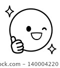 Simple face icon, "Like" button, facing right - illustration material 140004220