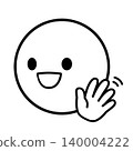Simple face icon - wave goodbye - left-facing illustration material 140004222