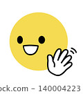 Simple face icon - wave goodbye - left-facing illustration material 140004223
