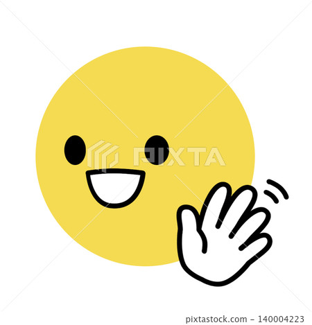 簡單的人臉圖示 - 揮手道別 - 向左的插圖素材 簡單的人臉圖示 - 揮手道別 - 向左的插圖素材 140004223