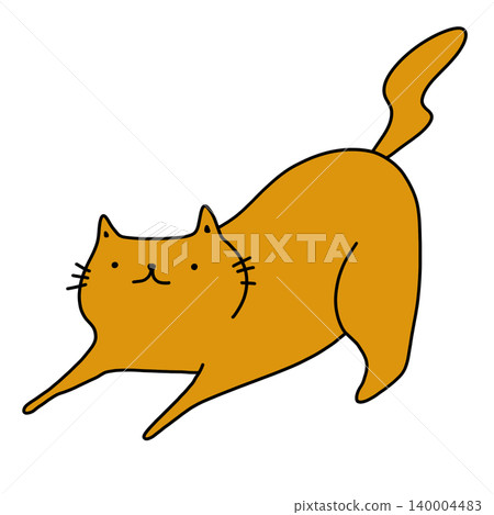 hand drawn illustration of a cute orange cat hand drawn illustration of a cute orange cat 140004483