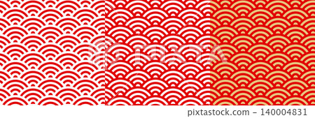 深紅色的青海波無縫圖案 深紅色的青海波無縫圖案 140004831
