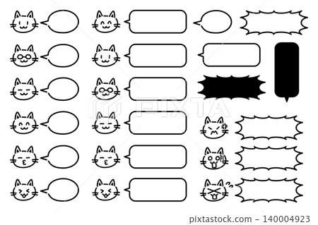 A set of hand-drawn cat and speech bubble illustrations. A set of hand-drawn cat and speech bubble illustrations. 140004923