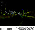 A neon-style depiction of a street in Minato Mirai at night. An illustrative style. 140005020