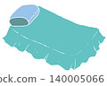 Hand-drawn style single bed and pillow illustrations 140005066