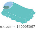 Hand-drawn style single bed and pillow illustrations 140005067
