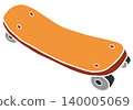 Hand-drawn orange skateboard illustration 140005069