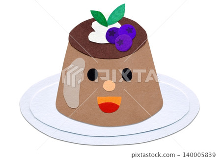Cute chocolate pudding character collage illustration Cute chocolate pudding character collage illustration 140005839
