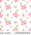 Pink Cherry Blossom Large Flowers Seamless Pattern 140006000