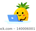 Cute Pineapple Character Working on Laptop Art 140006001
