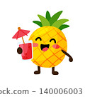 Cute Pineapple Character Holding Cocktail Glass 140006003
