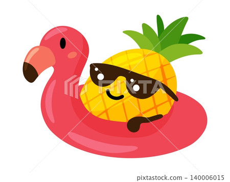 Cute Pineapple on Pink Flamingo Pool Float Art Cute Pineapple on Pink Flamingo Pool Float Art 140006015