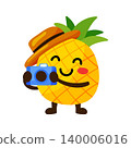 Cute Pineapple Tourist Character with Camera Art 140006016