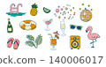 Summer Pool Party Elements Set Doodle Clipart 140006017