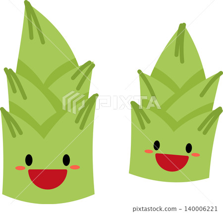 Bamboo shoot cartoon flat style illustration with cute face Bamboo shoot cartoon flat style illustration with cute face 140006221