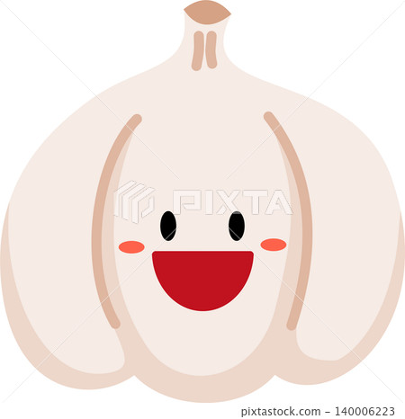 Garlic cartoon flat style illustration with cute face Garlic cartoon flat style illustration with cute face 140006223