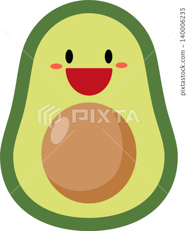 Avocado cartoon flat style illustration with cute face Avocado cartoon flat style illustration with cute face 140006235