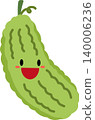 Bitter melon cartoon flat style illustration with cute face 140006236