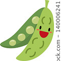Green Pea cartoon flat style illustration with cute face 140006241