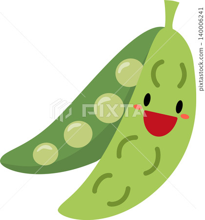 Green Pea cartoon flat style illustration with cute face Green Pea cartoon flat style illustration with cute face 140006241