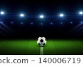 Night football stadium in lights. Soccer stadium field, ball, football background. 140006719