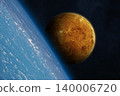 Venus above Earth from outer space. Earth and Venus. 140006720