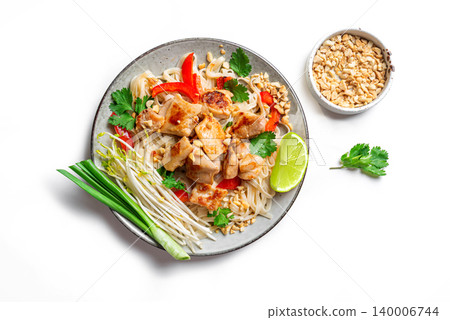 Chicken Pad Thai noodles. Traditional thai meal. Chicken Pad Thai noodles. Traditional thai meal. 140006744