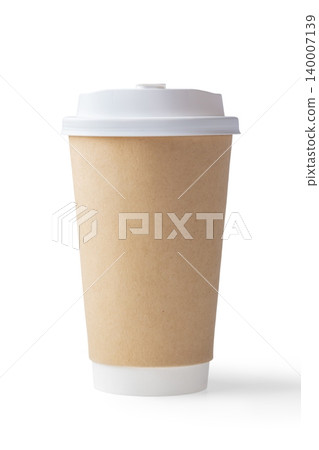 Paper cup with lid isolated on white background Paper cup with lid isolated on white background 140007139