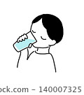 Illustration of a person drinking water (with facial expression) 140007325