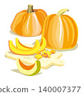 A vector colour set featuring pumpkins on a white background 140007377