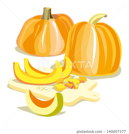 A vector colour set featuring pumpkins on a white background A vector colour set featuring pumpkins on a white background 140007377