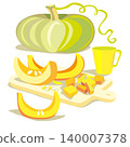 A vector colour set featuring pumpkins on a white background 140007378