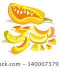 A vector colour set featuring pumpkins on a white background. 140007379