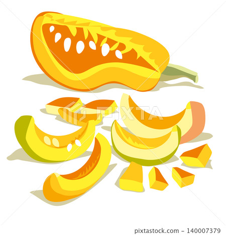 A vector colour set featuring pumpkins on a white background. 140007379