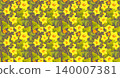 A seamless pattern featuring bright yellow flowers with leaves, rendered in vector on a dark brown background. Widely used in stationery, packaging, and wallpaper design. 140007381
