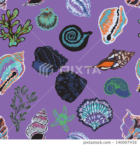 seamless pattern with seashells seamless pattern with seashells 140007438
