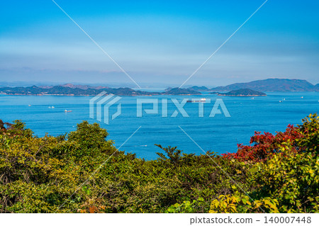 [Setonaikai National Park] Scenery from Goshikidai Observatory in late autumn, part 3, Takamatsu City, Kagawa Prefecture 140007448