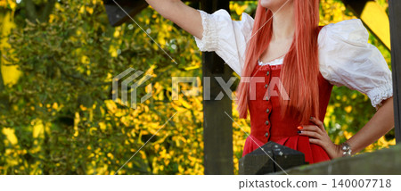 female character beauty fashion dress with corset Bavarian style woman model female character beauty fashion dress with corset Bavarian style woman model 140007718