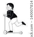 Scooter Fun Ride - Black and White Flat Design Illustration 140007814