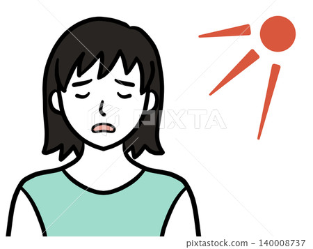 Exhausted woman illustration, summer, UV rays, fatigue, transparent background Exhausted woman illustration, summer, UV rays, fatigue, transparent background 140008737