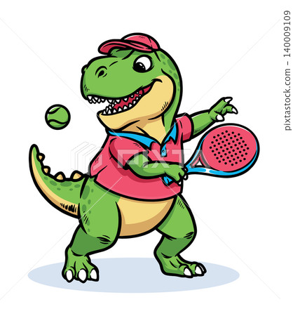 Dino is playing padel happily 140009109