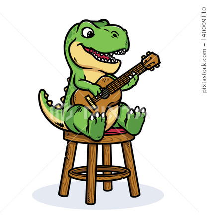 Dino is sitting and playing guitar 140009110