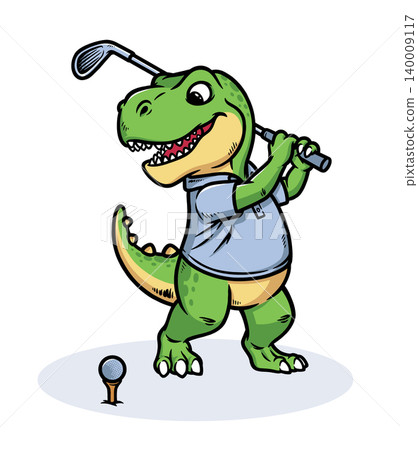 Dino wants to hit the golf ball with a club Dino wants to hit the golf ball with a club 140009117