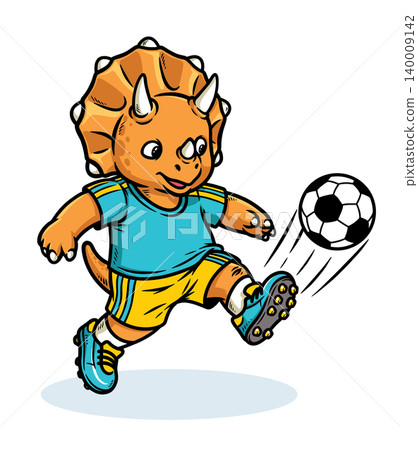 Triceratops dino kicking a ball Triceratops dino kicking a ball 140009142