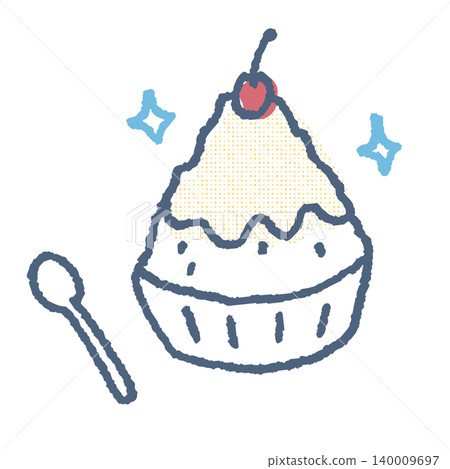 An illustration of lemon-flavored shaved ice topped with a cherry. An illustration of lemon-flavored shaved ice topped with a cherry. 140009697
