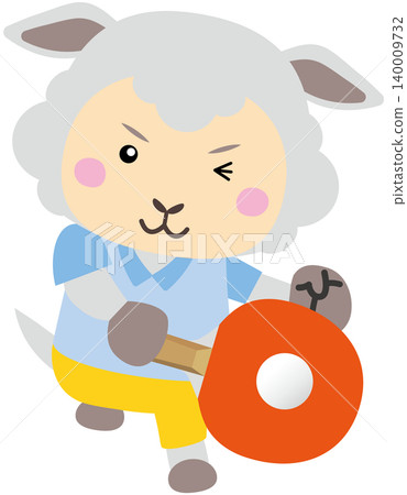 一幅以綿羊為主角的運動插畫,描繪了一隻正在打乒乓球的綿羊。 一幅以綿羊為主角的運動插畫,描繪了一隻正在打乒乓球的綿羊。 140009732