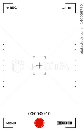 Smartphone video camera viewfinder. Vertical png camera frame. Cinematic production overlay blank electronic display camcorder. Video filming screen transparent vector template 140009780